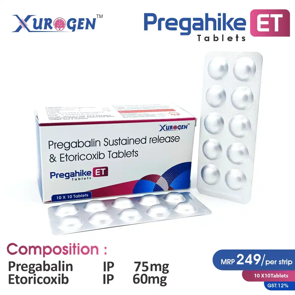 Pregabalin  + Etoricoxib  Tablet at the best price in PCD Pharma Franchise for Pain Management, Neuropathic Pain and Inflammation Relief.